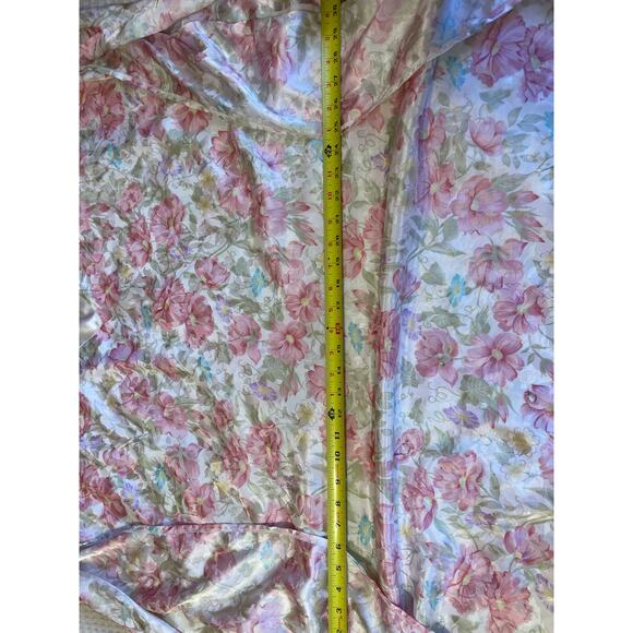 VTG Robinson’s Pink & Blue Floral Silky V Neck Long MuMu Grandma Nightgown Large - Picture 11 of 12